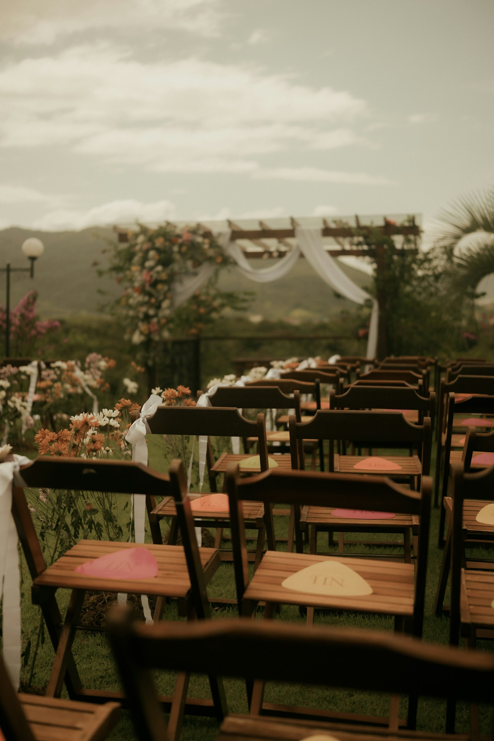 Chairs set for an outdoor ceremony