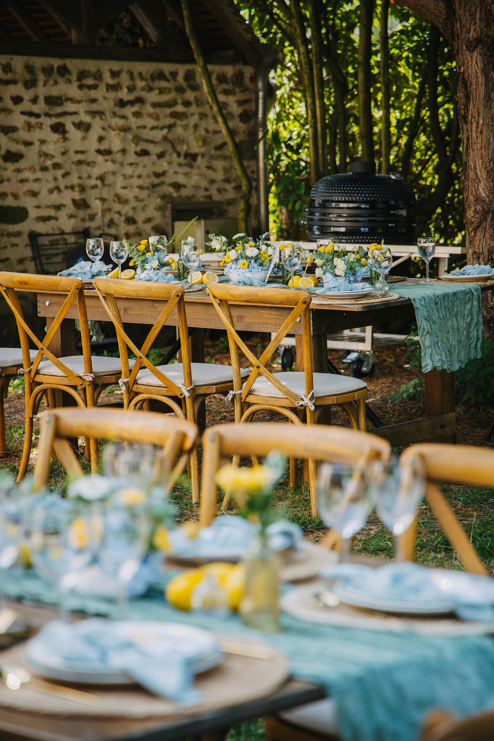 A table set for an evening celebration